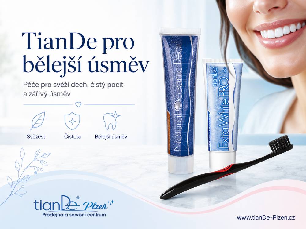 tianDe pro bělejší úsměv – zubní pasty a kartáček