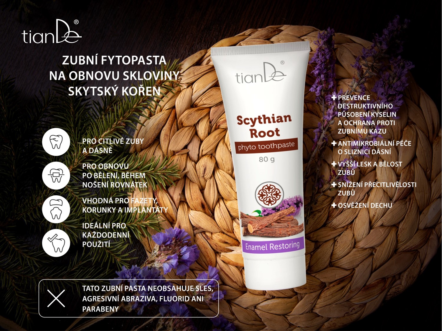 Zubní fytopasta na obnovu skloviny Skytský kořen, 80g (6b)