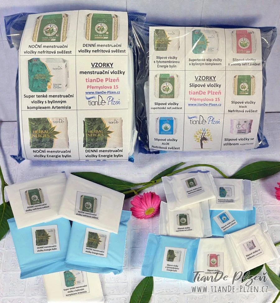 Slipové + menstruační vložky tianDe - sada vzorků