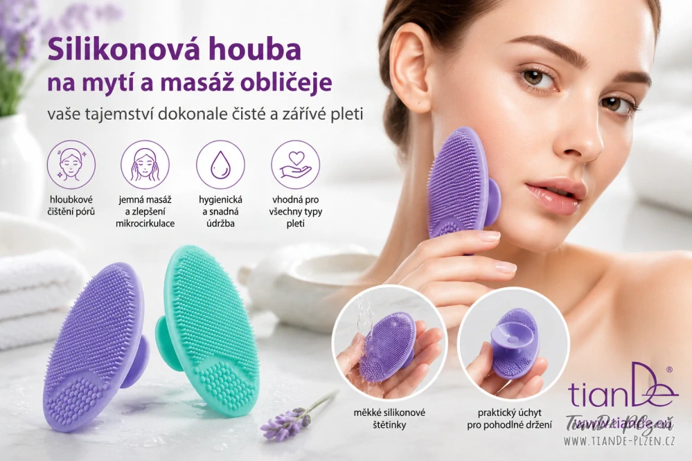 Houba na mytí a masáž obličeje, 1ks (barva fialová) (2,3b)