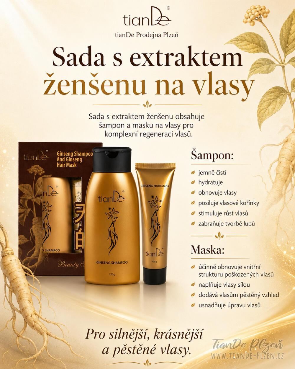 Sada s extraktem ženšenu: šampon a maska na vlasy, 220g + 100g (7,2b)