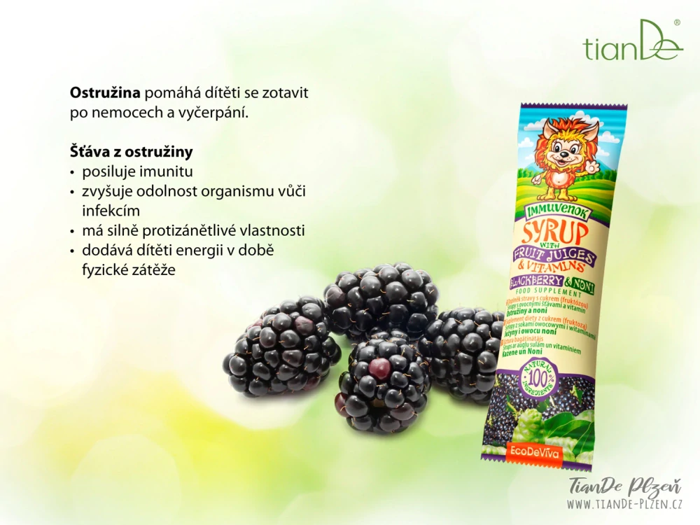 Dětské sirupy s ovocnými šťávami a vitamíny tianDe
