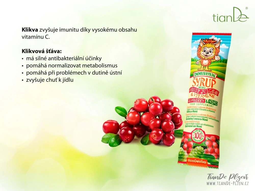 Dětské sirupy s ovocnými šťávami a vitamíny tianDe